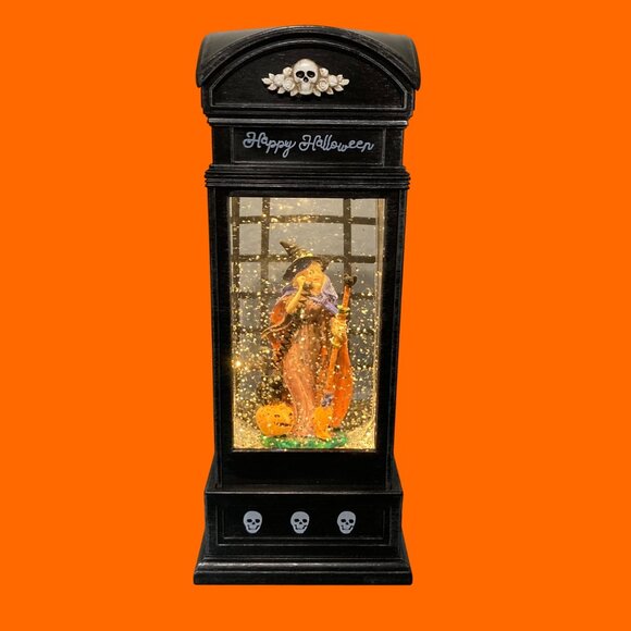 Other - Halloween Retro Phone Booth Snow Globe Witch Pumpkin Lights Up Swirls Snow